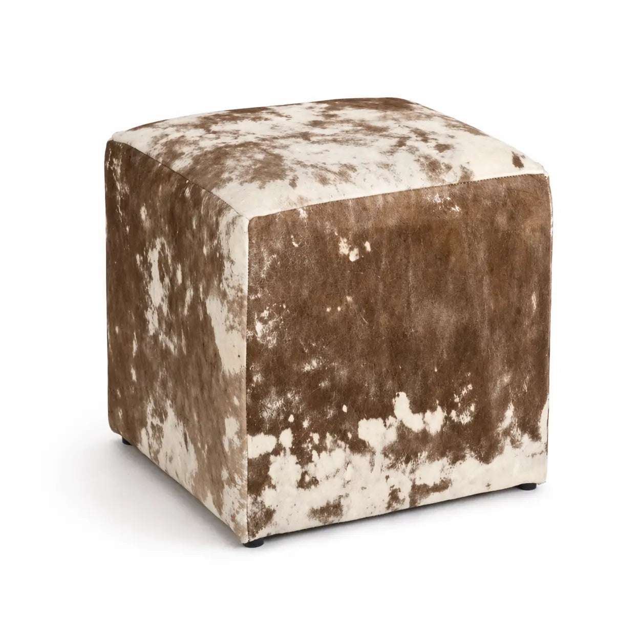 Pouf carré en cuir Vintage Ecuira
