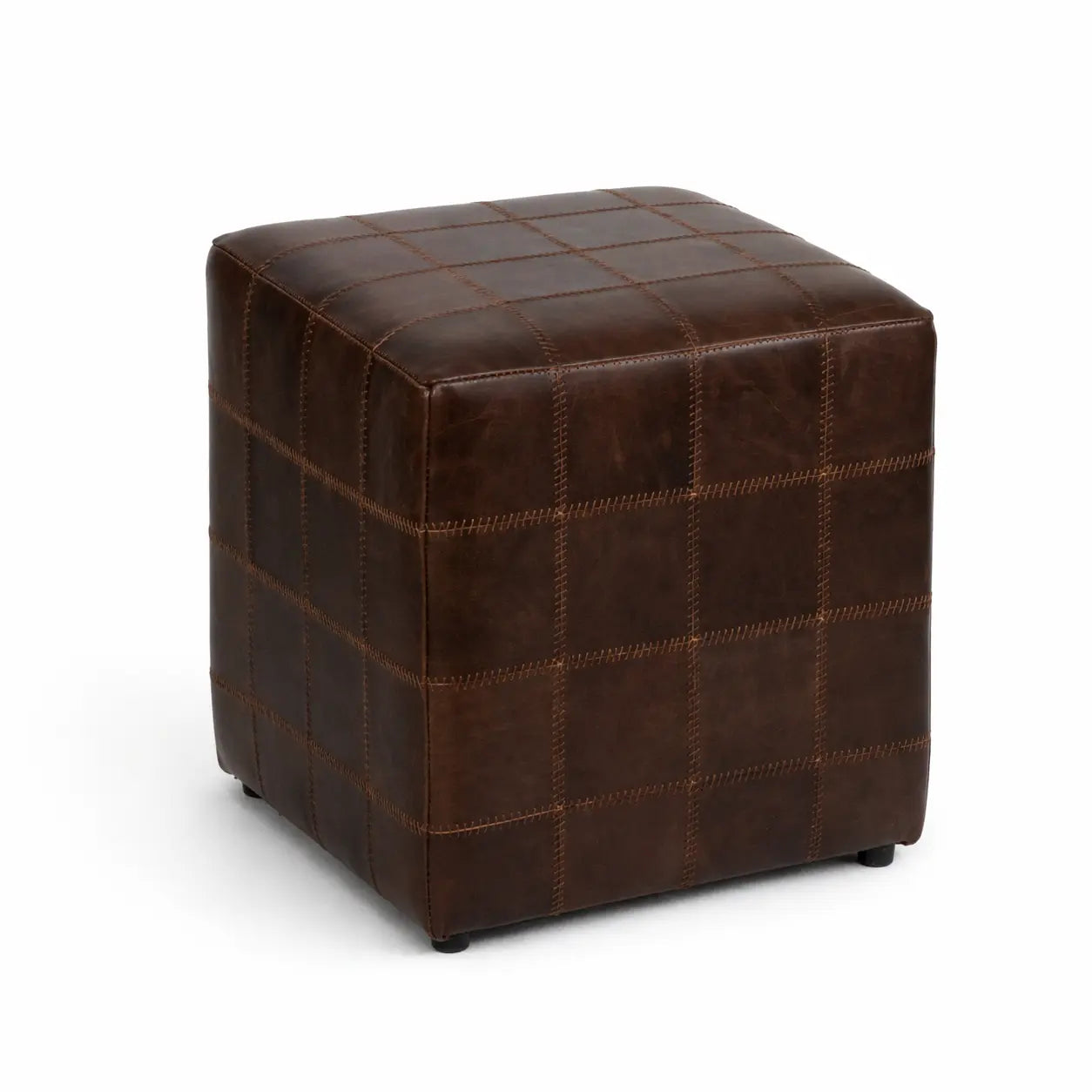 pouf en cuir paddock Ecuira