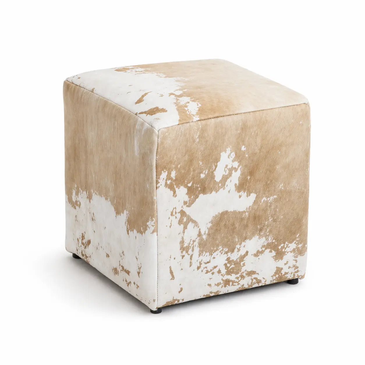 Pouf carré en cuir Vintage Ecuira